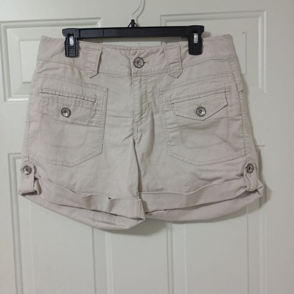 DKNY Jeans Shorts Boyfriend  Womens Size 12 Beige Mid Rise Stretch Cotton